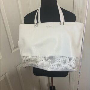 Kate Spade White and Silver Tote Bag